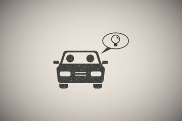 Poster - Men have idea in car icon vector illustration in stamp style