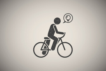 Poster - Man have idea on bicycle icon vector illustration in stamp style