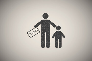 Poster - Pictogram of father, kid, parent, claim icon vector illustration in stamp style