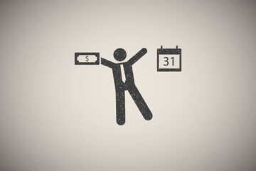 Poster - Pictogram of dollar, money, business icon vector illustration in stamp style