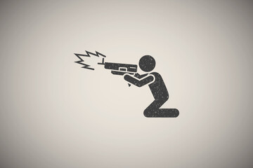 Poster - Gun man bomb icon vector illustration in stamp style