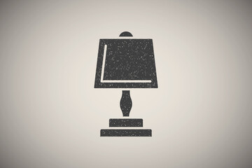 Poster - Light, desk lamp icon vector illustration in stamp style