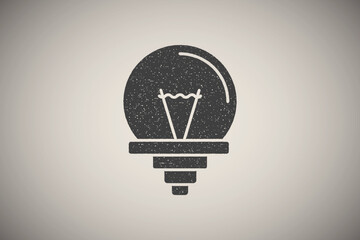 Poster - Light, light bulb icon vector illustration in stamp style