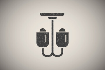 Poster - Light, lamp icon vector illustration in stamp style