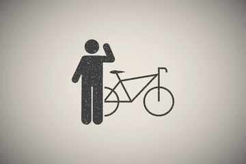 Poster - Bicycle, man icon vector illustration in stamp style