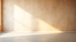 © shokokoart - Wunderschönes originelles Hintergrundbild eines leeren Raums mit einem Spiel aus Licht und Schatten an Wand und Boden für Design oder kreative Arbeit. Generiert mit KI