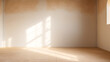 Wunderschönes originelles Hintergrundbild eines leeren Raums mit einem Spiel aus Licht und Schatten an Wand und Boden für Design oder kreative Arbeit. Generiert mit KI