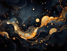 Abstract Marble Gold And Black Background