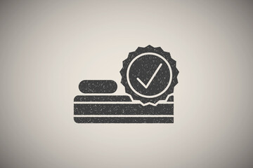 Wall Mural - Mattress, quality mark icon vector illustration in stamp style