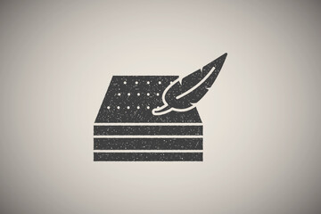 Poster - Mattress, feather icon vector illustration in stamp style