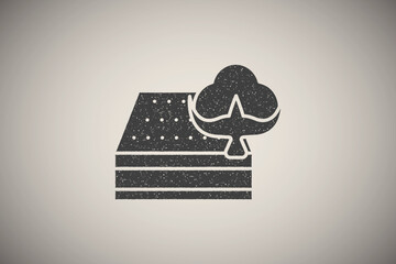 Mattress, cotton icon vector illustration in stamp style