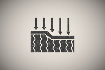 Poster - Mattress, elasticity, arrows icon vector illustration in stamp style