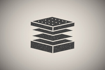 Poster - Mattress, layers icon vector illustration in stamp style