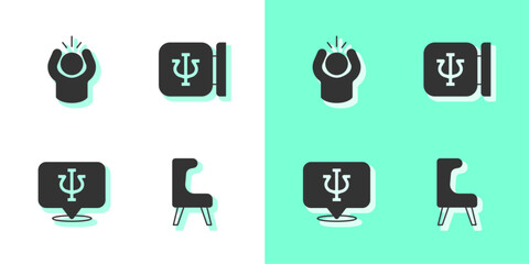 Sticker - Set Armchair, Anger, Psychology, Psi and icon. Vector