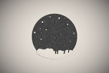 Poster - Christmas, deer, reindeer icon vector illustration in stamp style