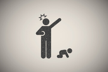 Wall Mural - Leave, crying, ignore, parent icon vector illustration in stamp style