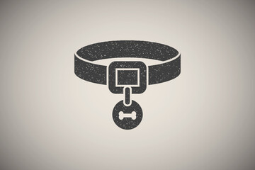 Poster - Collar, dog icon vector illustration in stamp style