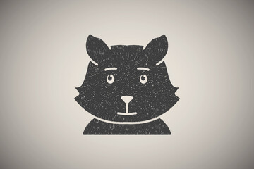 Poster - Cat, animal icon vector illustration in stamp style