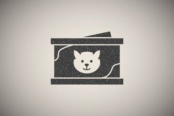 Poster - Food, cat icon vector illustration in stamp style