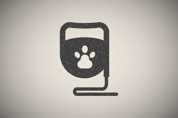 Poster - Leash, dog icon vector illustration in stamp style