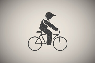 Poster - Bicycle, cycling, riding icon vector illustration in stamp style
