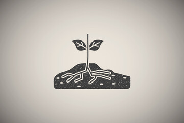 Poster - Soil ground leaves icon vector illustration in stamp style