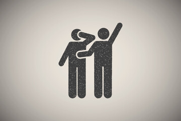 Poster - Two man help way icon vector illustration in stamp style