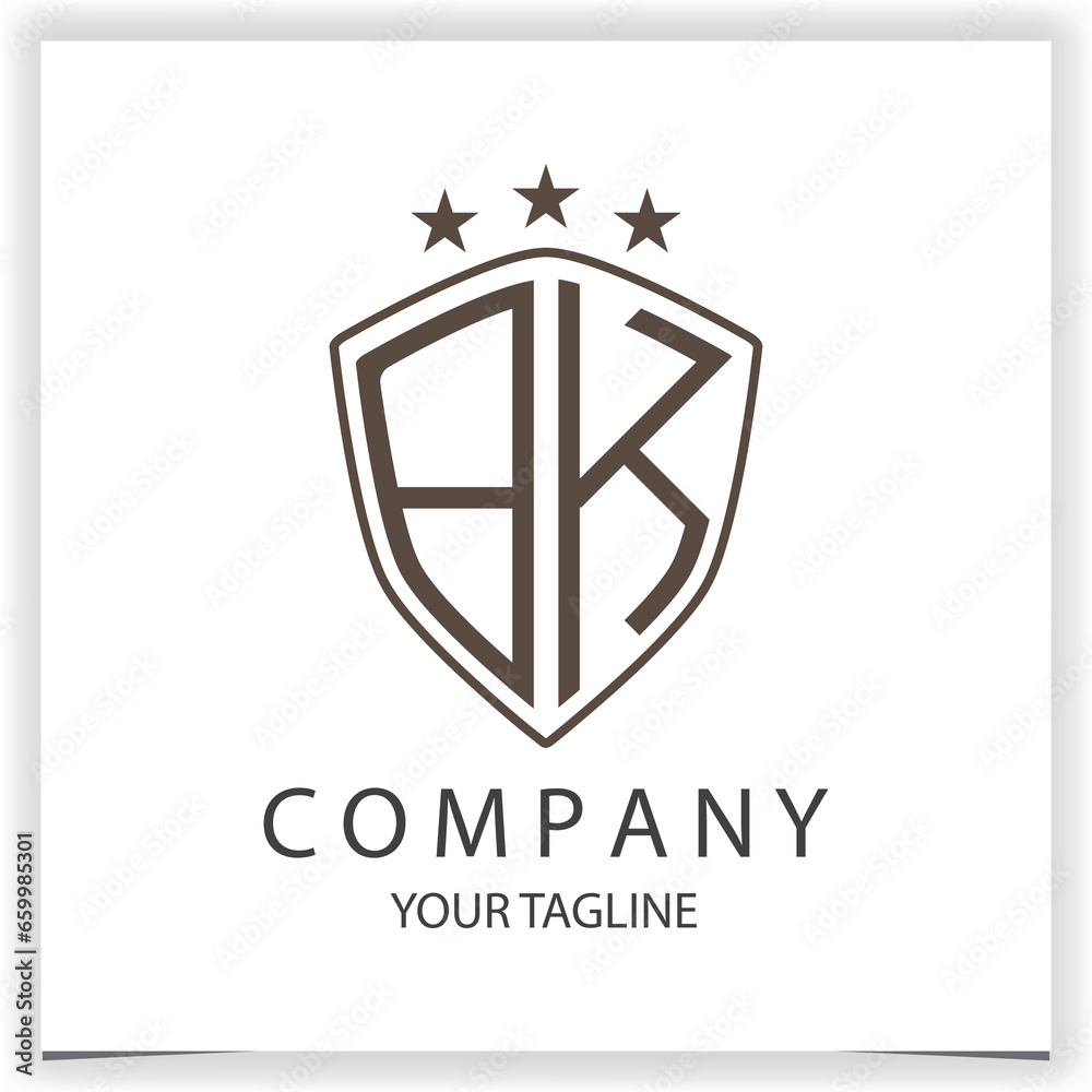 BK Logo monogram with shield shape isolated black colors on outline ...