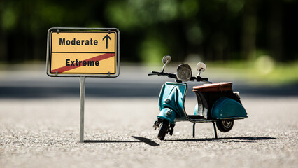 Wall Mural - Street Sign Moderate versus Extreme