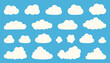 Cartoon cloud set. Clouds isolated on blue sky panorama vector collection. Cloudscape in blue sky