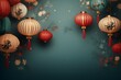 chinese oriental lanterns on a blue background