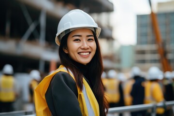 Poster - Portrait of a young female construction executive at the construction site