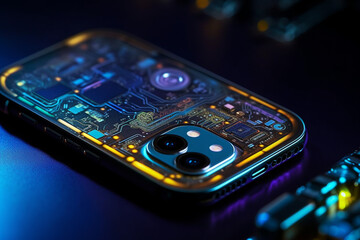 explore the future with a mobile phone concept revealing its inner workings through visible componen