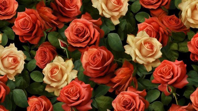 seamless pattern of roses.Generative AI