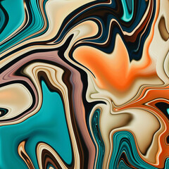 Poster - black green orange flowing marble background Abstract design with textured black, green, orange design or as wallpaper.