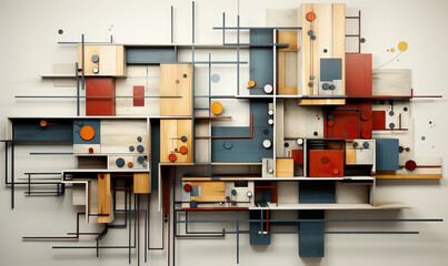 Wall Mural - light background with colored 3d rectangles of different sizes.