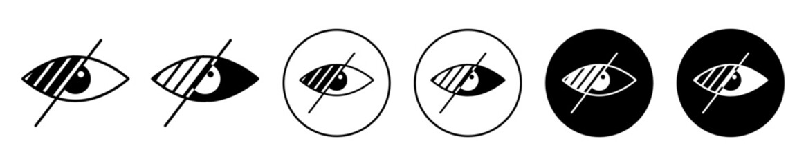 Canvas Print - Low Vision blindness icon. Eye disability to see visual symbol set. No eyesight or watch vector sign. Low eye vision due to blindness line logo. Preview not available icon