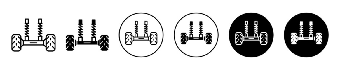 Poster - car suspension icon. automobile vehicle shock absorber tire suspension mechanism symbol set. spiral 