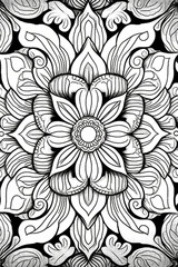 Sticker - mandala illustration for coloring, flower, plants, relaxation, therapeutic, print