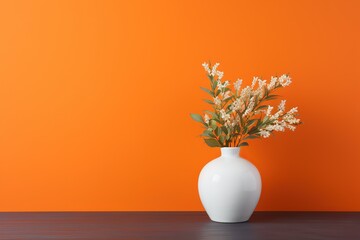Poster - Orange empty interior with white vase