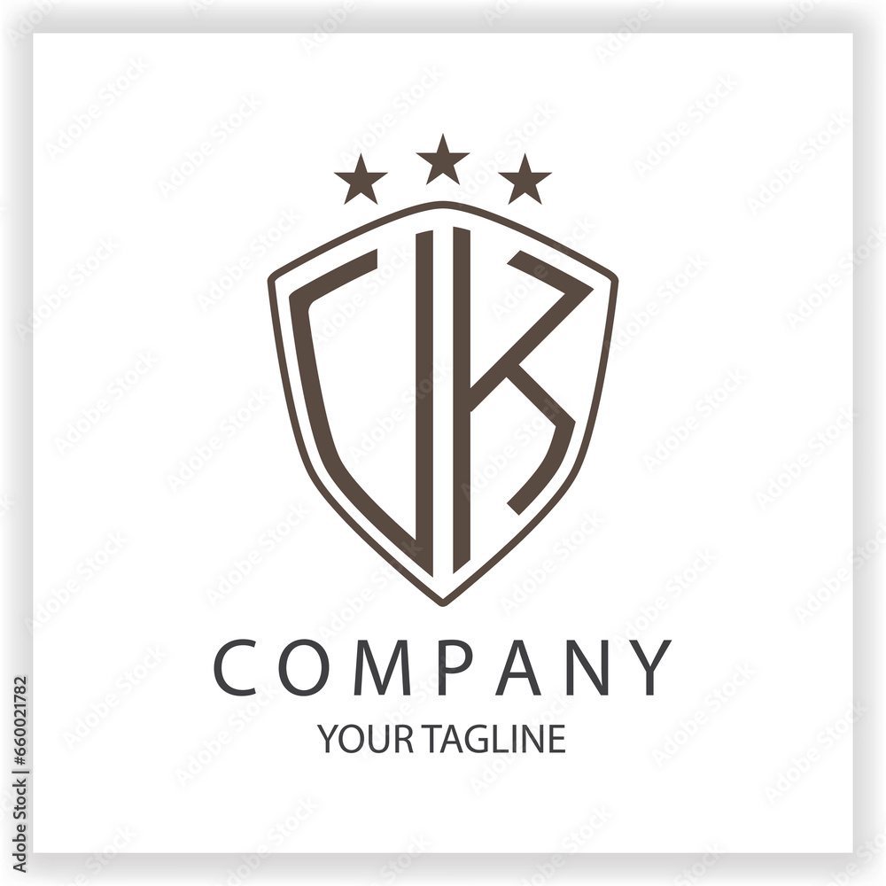 UK VK Logo monogram with shield shape isolated black colors on outline ...