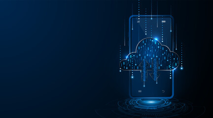 Fototapete - Abstract cloud technology circuit board. Modern cloud storage or smartphone data exchange. High technology innovation concept