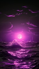 Wall Mural - background with moon, waves and stars