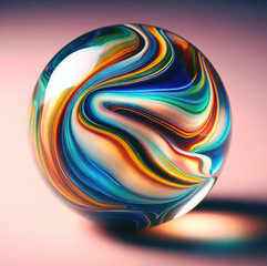 Aufkleber - 3d glass marble ball with spiral pattern inside, shiny crystal sphere