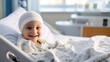 © aporn - Portrait of the girl patient after chemotherapy girl fighting cancer wearing head scarf Childhood cancer awareness