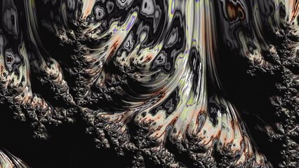 Wall Mural - abstract colorful liquid fractal texture flowing on black background. modern simple animation