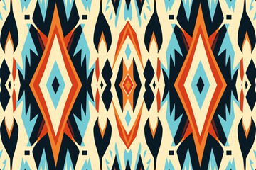 Poster - Egyptian Ikat seamless pattern, Precise abstract repetitive tribal design. For fabric textile wallpaper background backdrop.