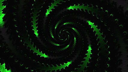 Wall Mural - abstract colorful green textured fractal line twisted in the centre. tunnel background loop able mod
