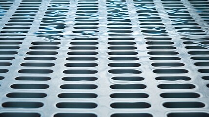 Poster - Film close up of water drainage in pool with grate