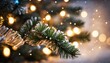 Christmas Tree Illumination; Frosty Pine Branch Winter Scene
